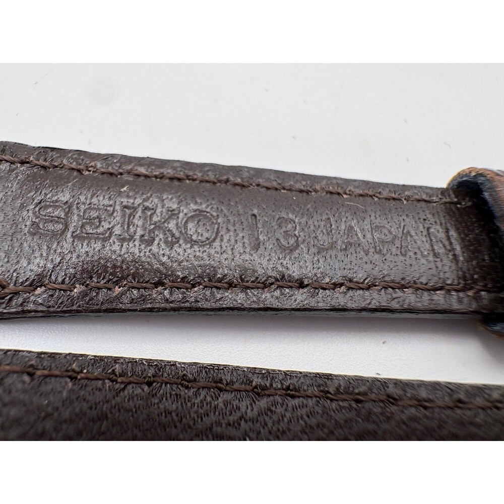Vintage OEM Seiko Brown Lizard-Grain Leather Watch Strap 13mm Gold-Tone Buckle - Picture 4 of 6
